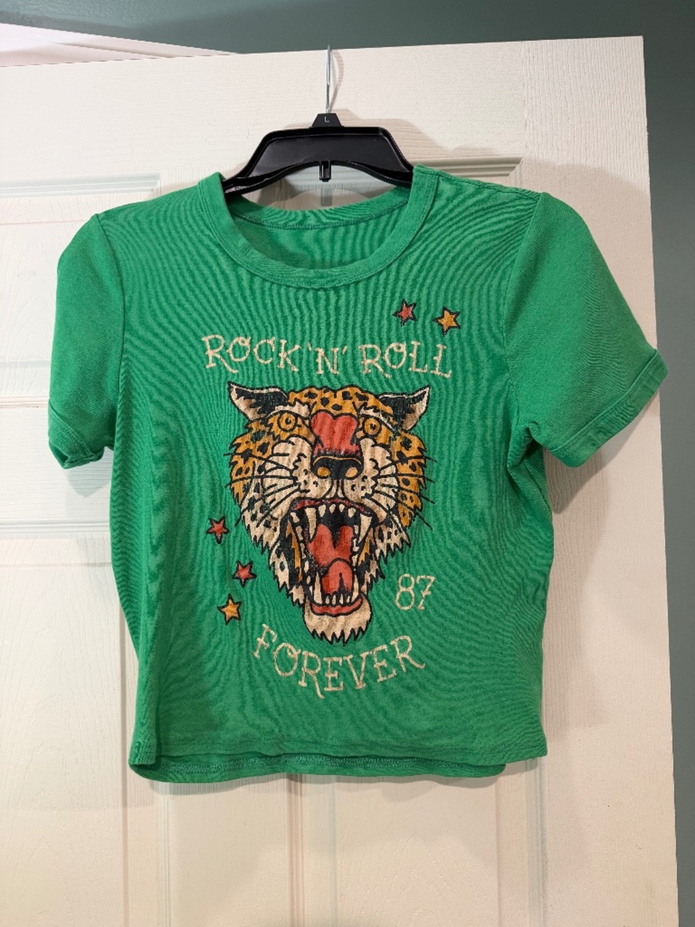 Vintage style Rock N Roll crop t-shirt size medium